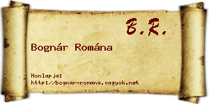 Bognár Romána névjegykártya
